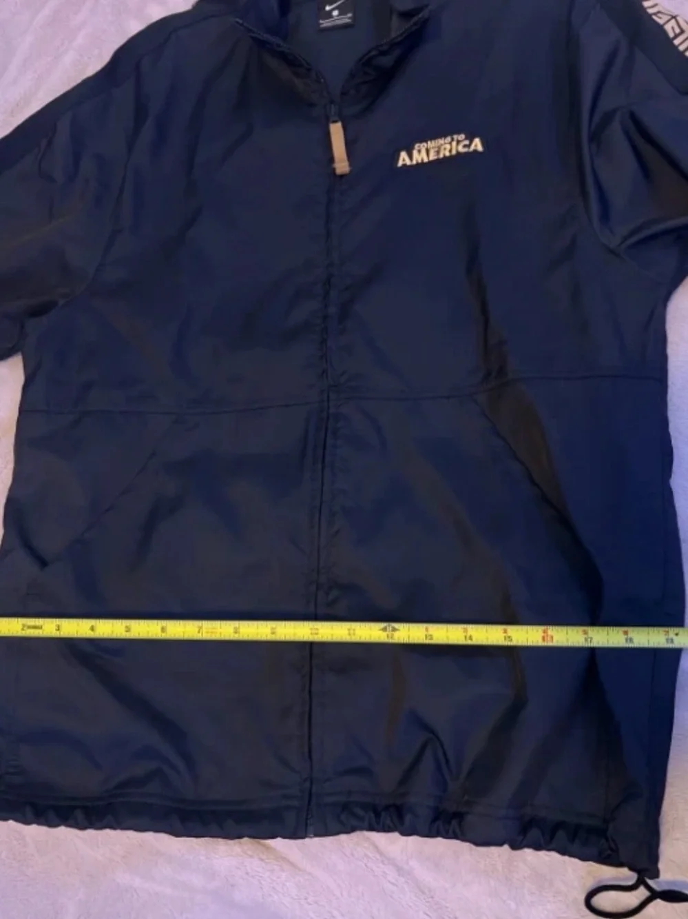 Nike Black Windbreaker Jacket with Gold Sleeve Tape
